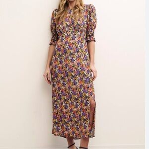 Nobody’s Child Flutter Sleeve Floral Midi Dress in Multicolor 12